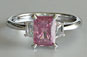 Radiant Pink Sapphire Diamond Three Stone Engagement Ring