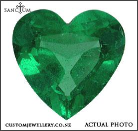1ct Heart Shaped Emerald and Diamond Engagement Ring New Zealand