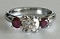 Diamond and Ruby Three-stone Lucida Style Engagement Ring