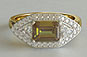 White Gold and Yellow Gold Emerald Cut Fancy Yellow Trillion Side Stones Engagement Ring
