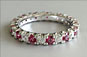 custom design, round brilliant cut diamond ruby, eternity ring, wedding band, white gold, platinum