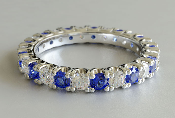Custom Design Round Cut Sapphire and Diamond Eternity Ring New Zealand