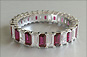 Emerald Cut Diamond and Ruby Wedding Band or Eternity Ring
