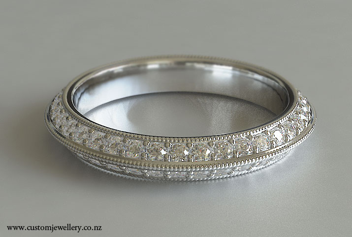 Diamond Wedding Band Milgrain Knife Edge