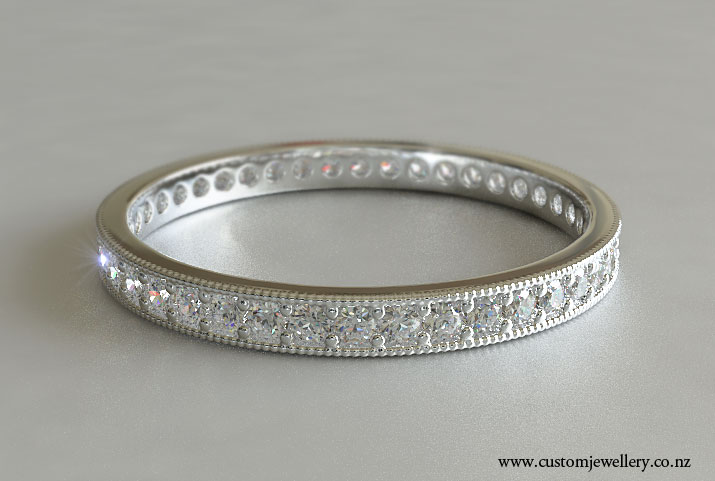 Diamond Wedding band Bead Set Vintage Style