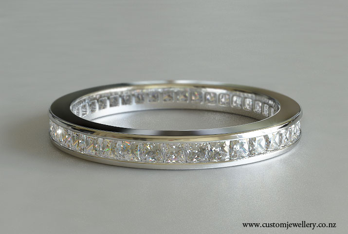 Princess Diamond Wedding band Channel Cut